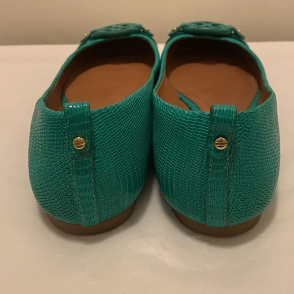 TORY BURCH‎ Matte Micro Tejus Print Mini Miller Flat in Pond Green - Picture 7 of 11